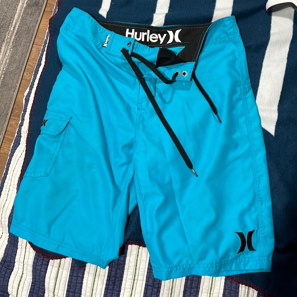 Bright Blue Hurley swim trunks